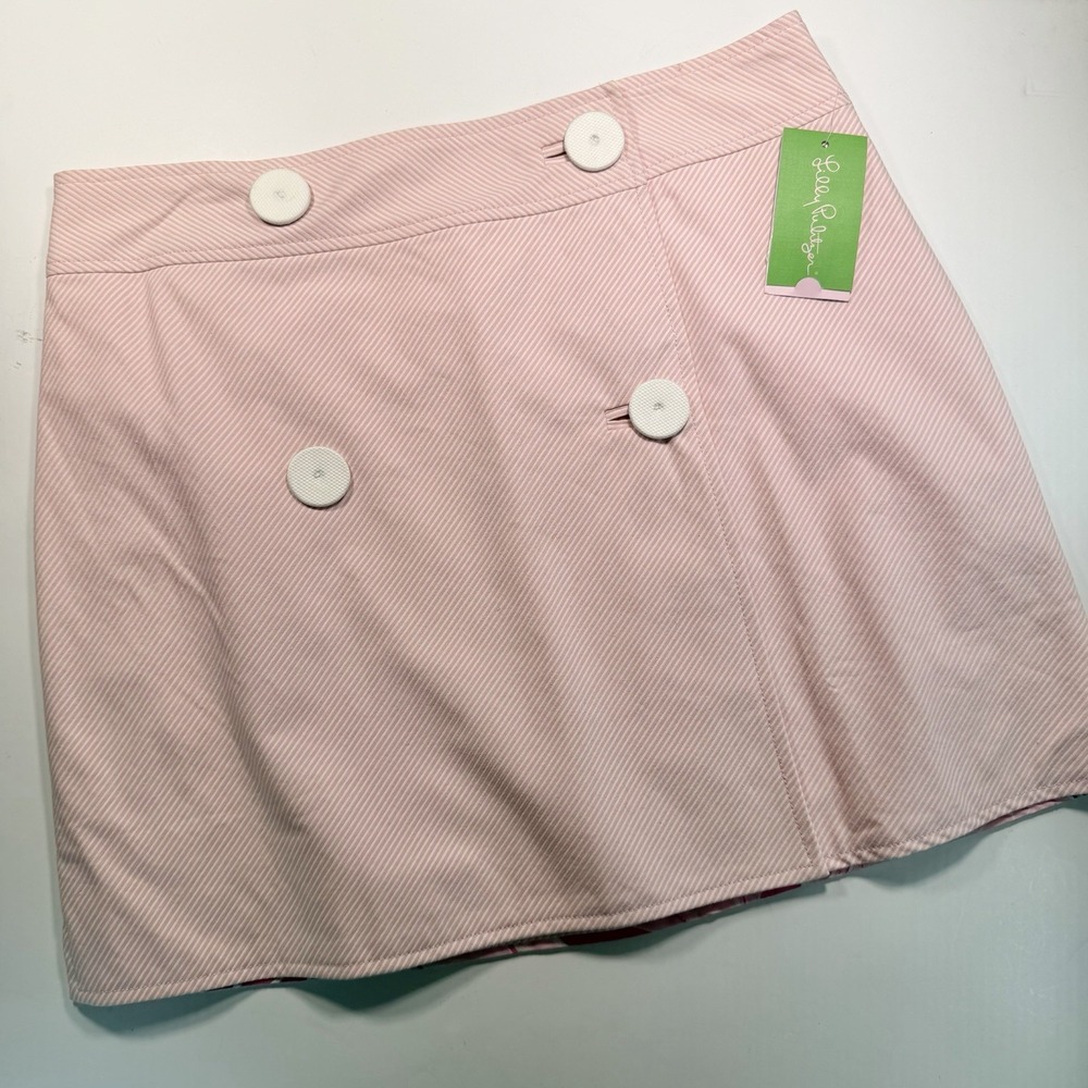Lilly Pulitzer NWT Georgie Reversible Skirt 8 Pink White MSRP $178
